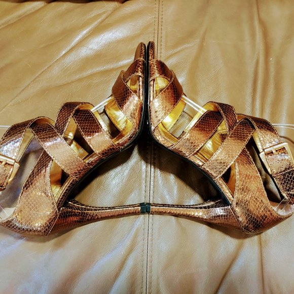 Strappy Victor Alfaro Snakeskin Stilettos - Picture 3 of 11